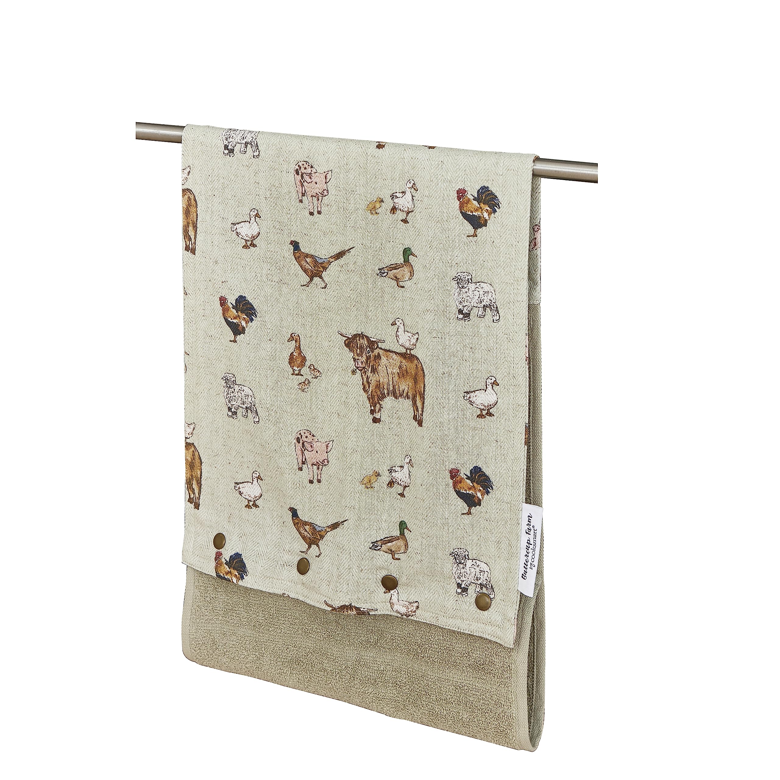 Cooksmart Buttercup Farm Roller Towel | Absorbent Cotton Kitchen Towel