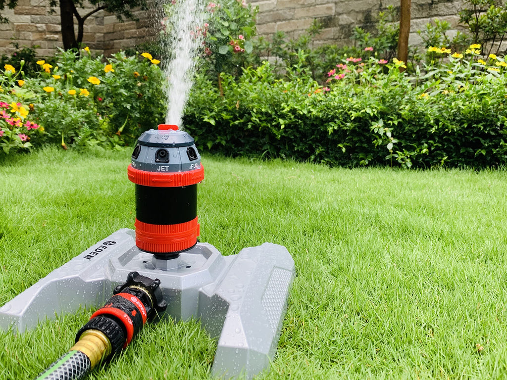 Eden 6-Pattern Rotary Gear Drive Garden Sprinkler with Metal Base