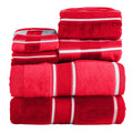 Lavish Home Oakville 6-Piece Towel Set – 100% Cotton Velour, Red