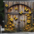 ABAKUHAUS Rustic Fabric Shower Curtain – Yellow Farmhouse Decor, 175x200cm