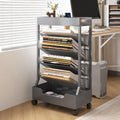 Ornestia Metal Book Trolley, Mobile Storage Bookcase with WheelsGrey
