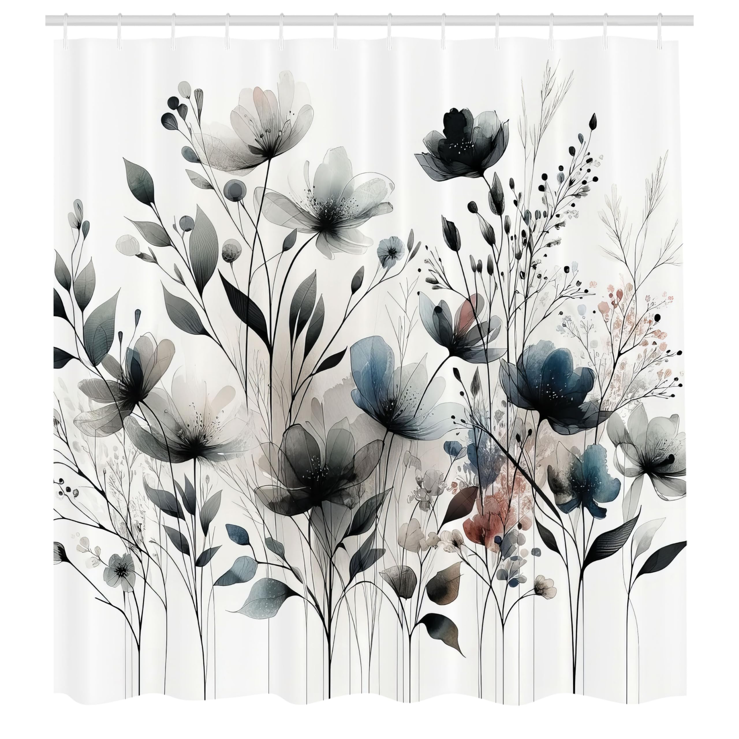 Abakuhaus Floral Shower Curtain | Waterproof Turkish Fabric | 175 x 200 cm