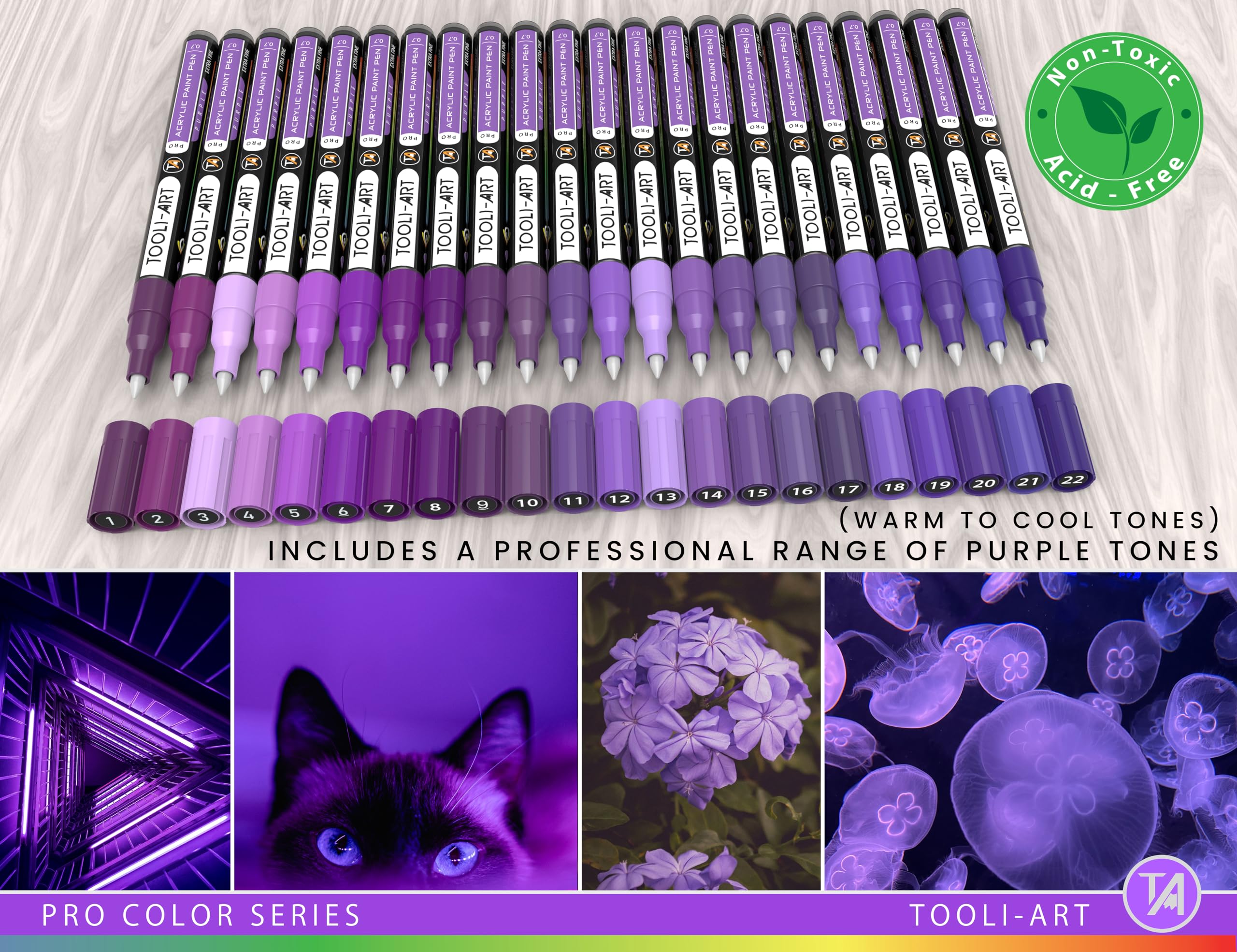 Jolof Store Acrylic Paint Pens - 22 Purple Tones 0.7mm Extra Fine Tip Set
