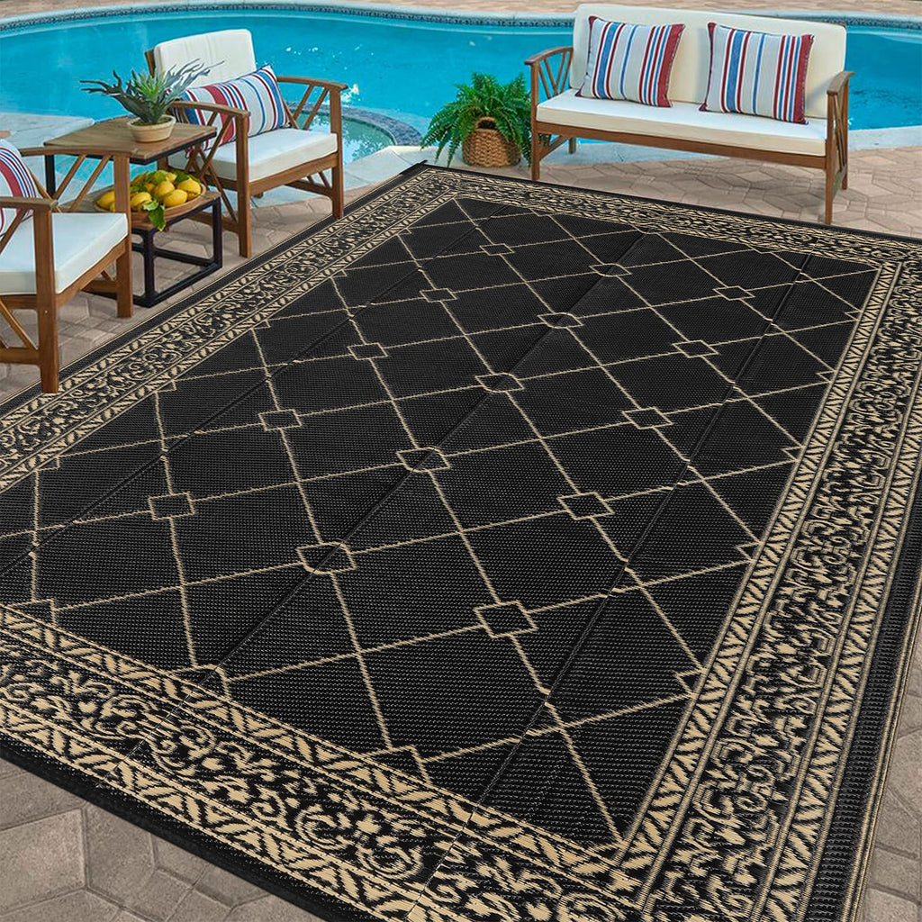 Enyhom Reversible Outdoor Rug | 150x240cm Waterproof Plastic Patio Mat