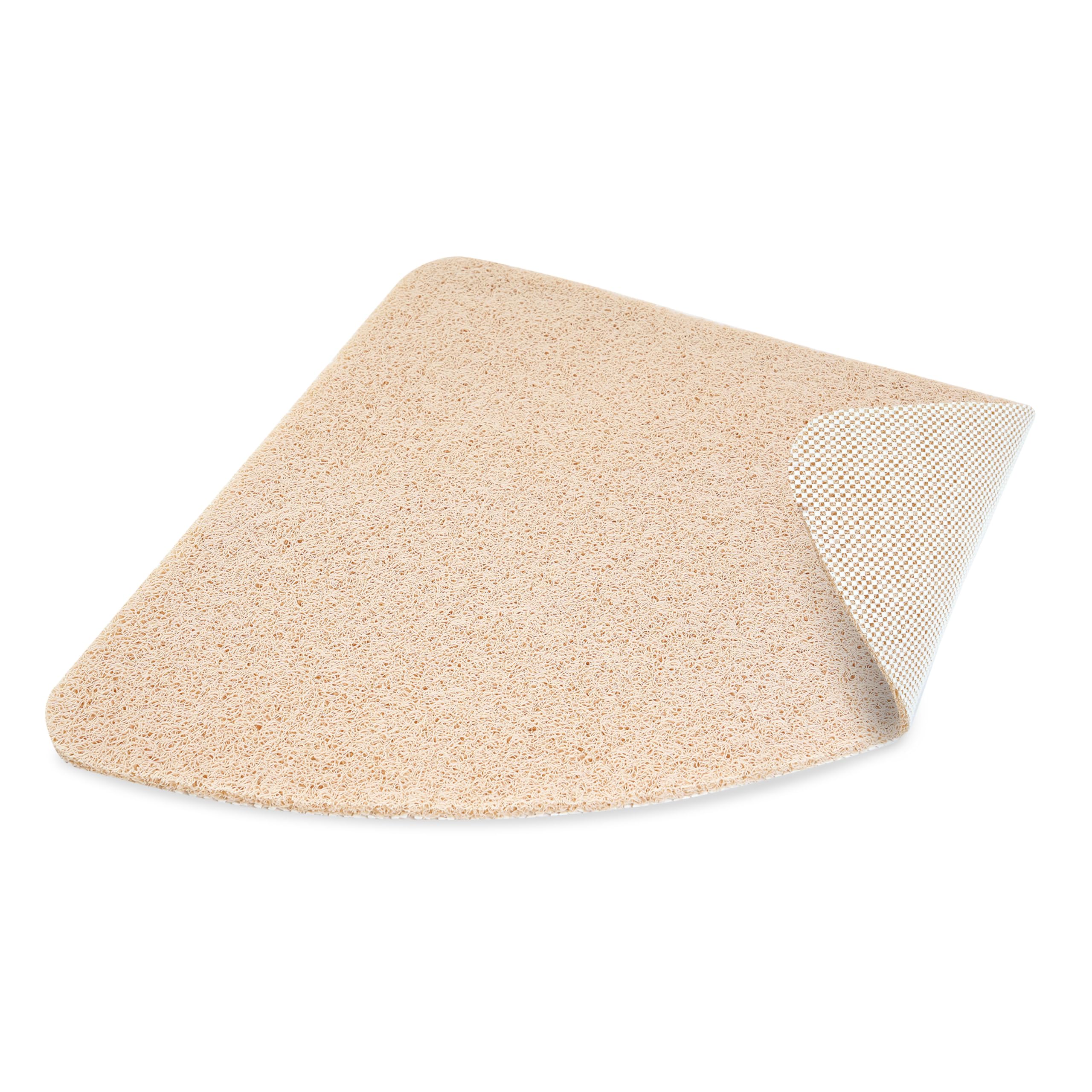 Dikots Corner Shower Mat – 60x60cm Non-Slip Beige Loofah PVC Mat