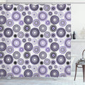 ABAKUHAUS Mandala Fabric Shower Curtain - Purple & Black Waterproof Decor