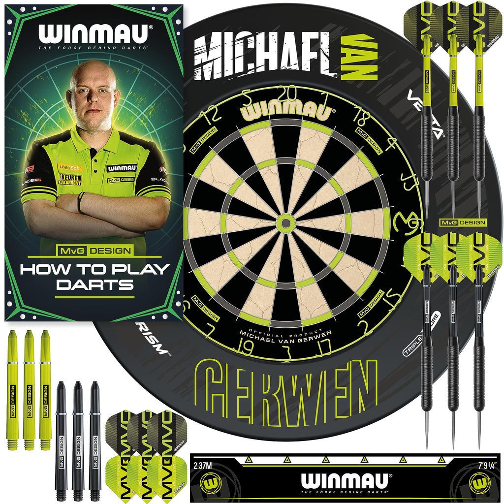 Winmau Michael van Gerwen MvG Dartboard Set with Surround and Darts