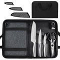 hecef 10-in-1 Stainless Steel Knife Set with Bag and Cutting Board