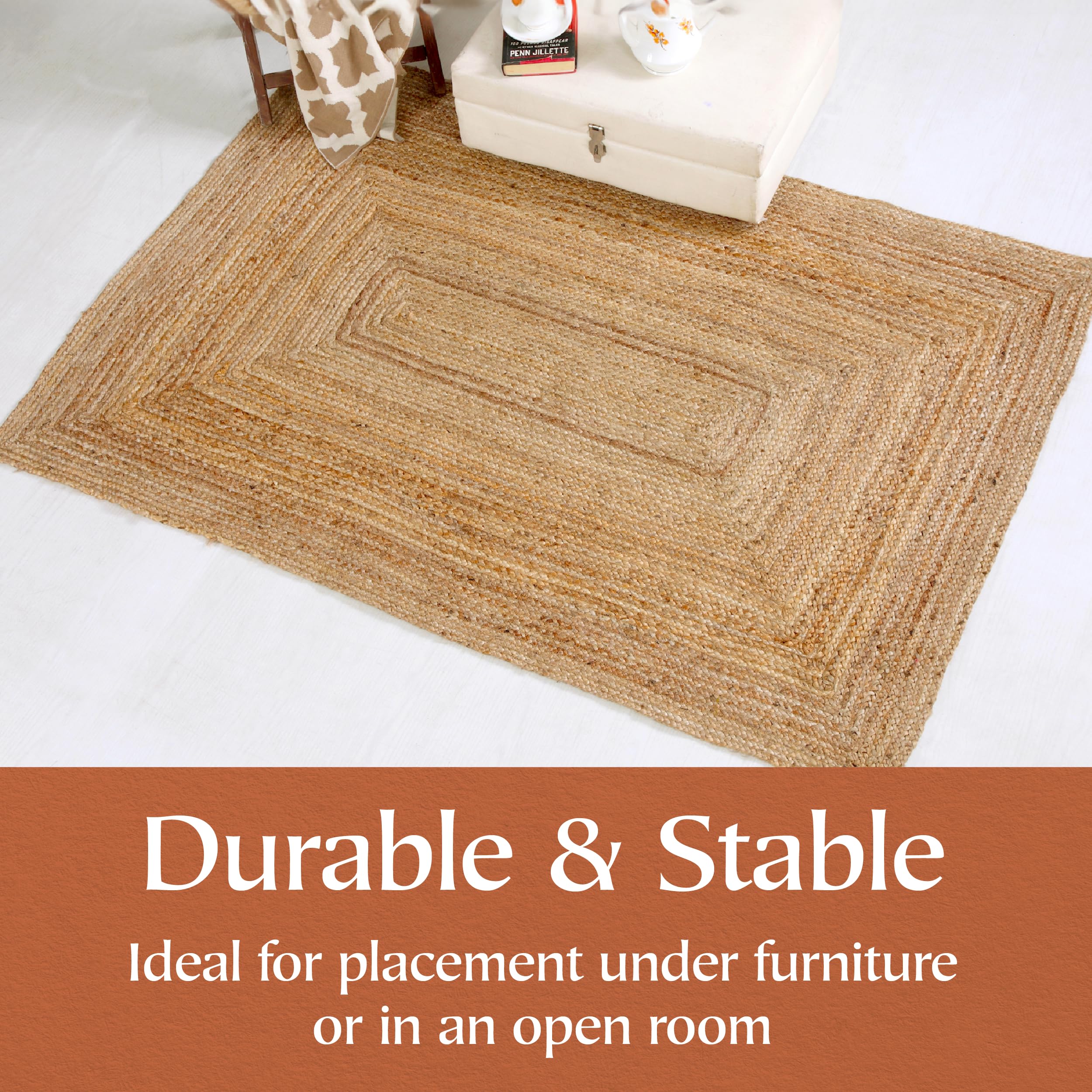 Jolof Store Dhaka Jute Area Rug | Hand Woven Natural Fiber - 120x180cm