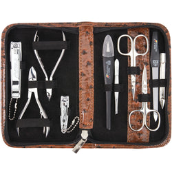 3 Swords Germany 10-Piece Manicure Pedicure Kit | Ostrich Leather Case
