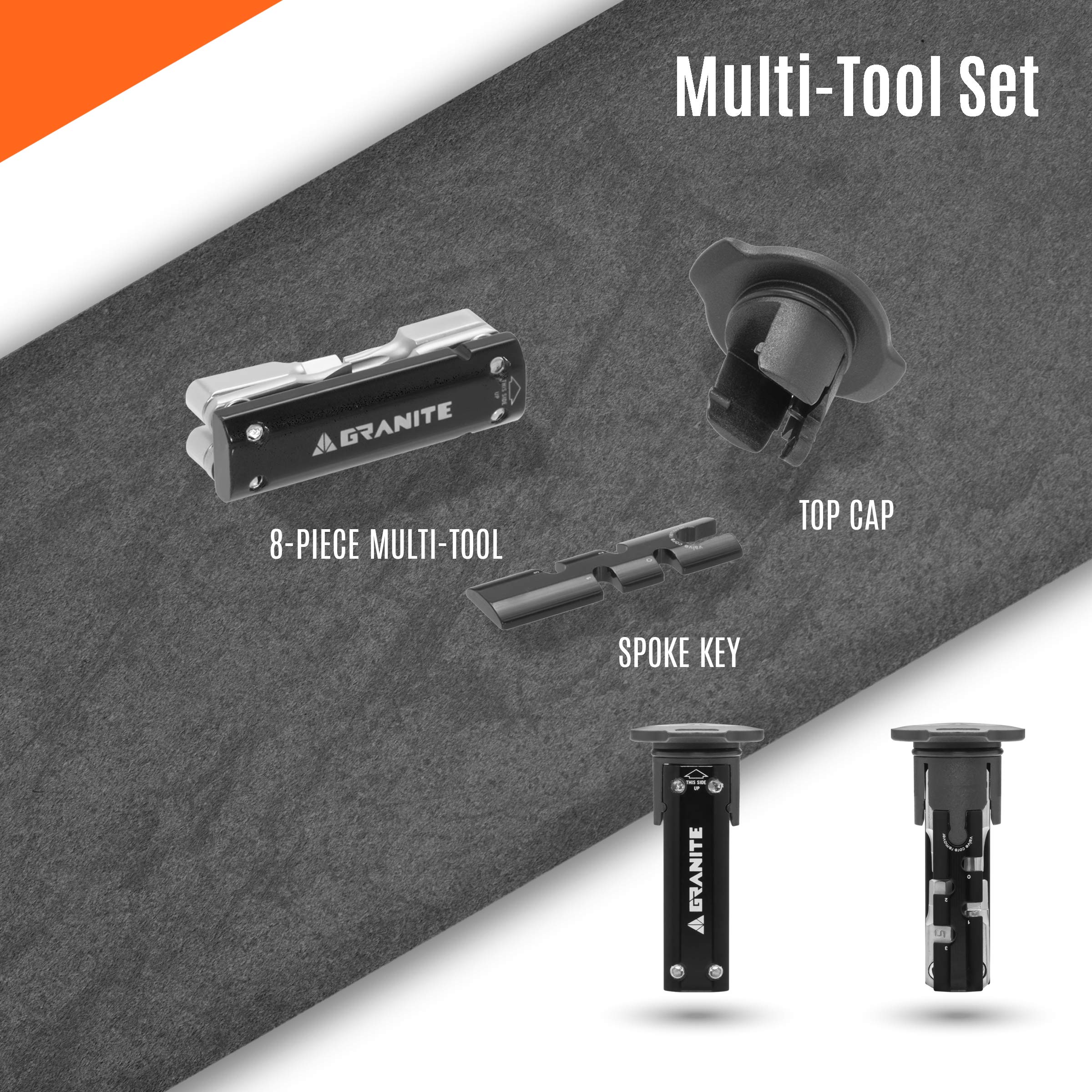 Granite Stash Multi-Tool Kit | Tapered Steerer Bike Tool - Black