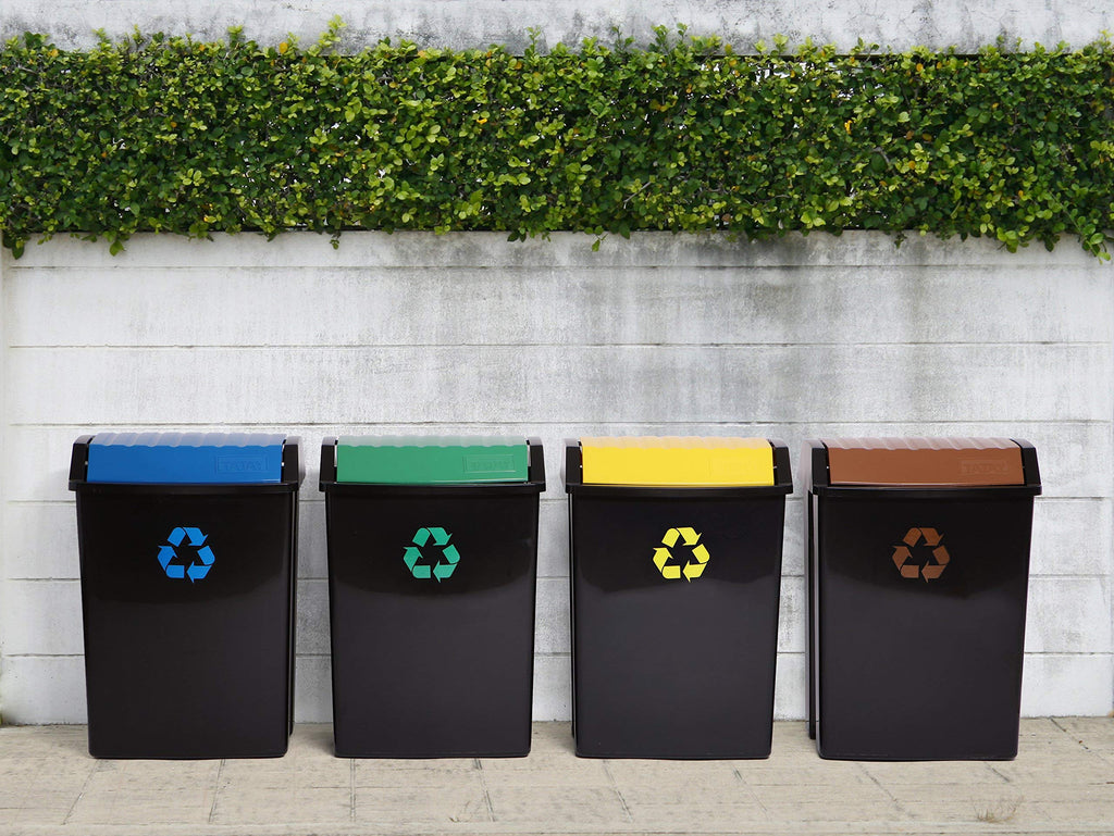 TATAY Recycling Bin – 50L Polypropylene Waste Bin with Swing Lid