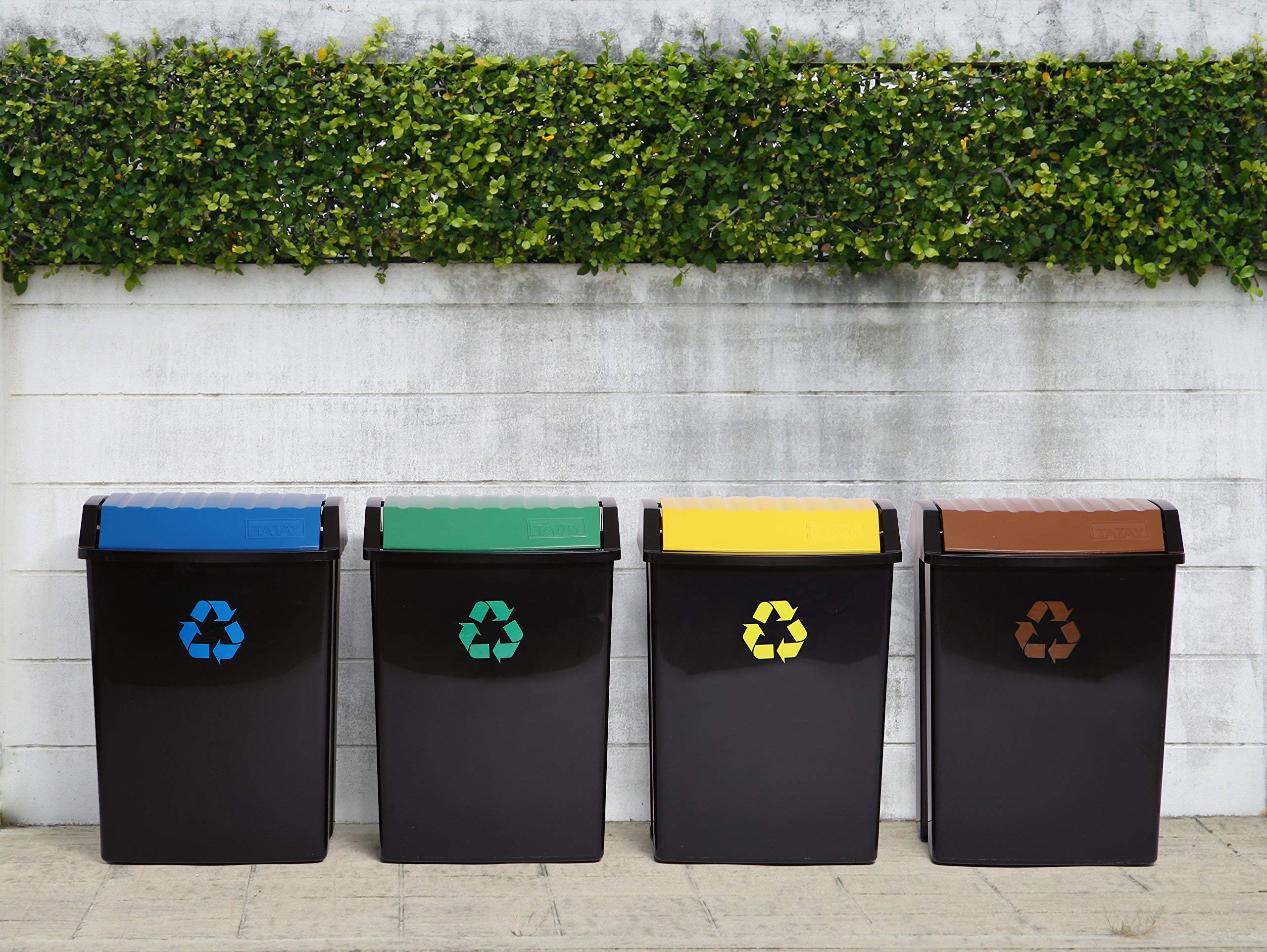 TATAY Recycling Bin – 50L Polypropylene Waste Bin with Swing Lid