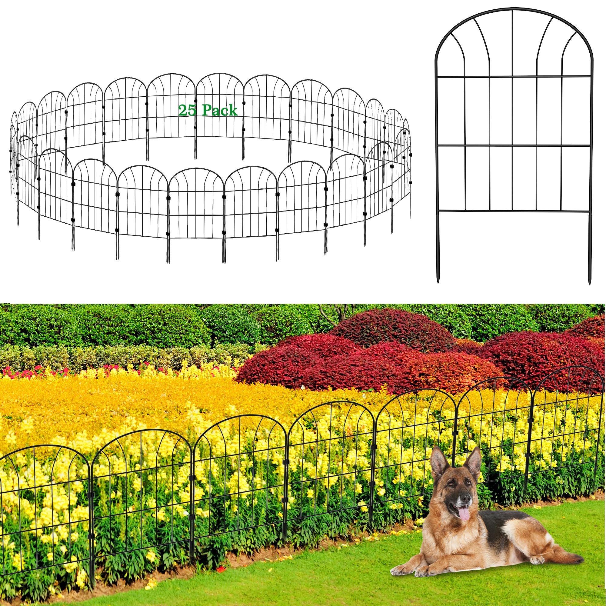 Jolof Store Decorative Garden Fence – 25 Pack Rustproof Metal Animal Barrier