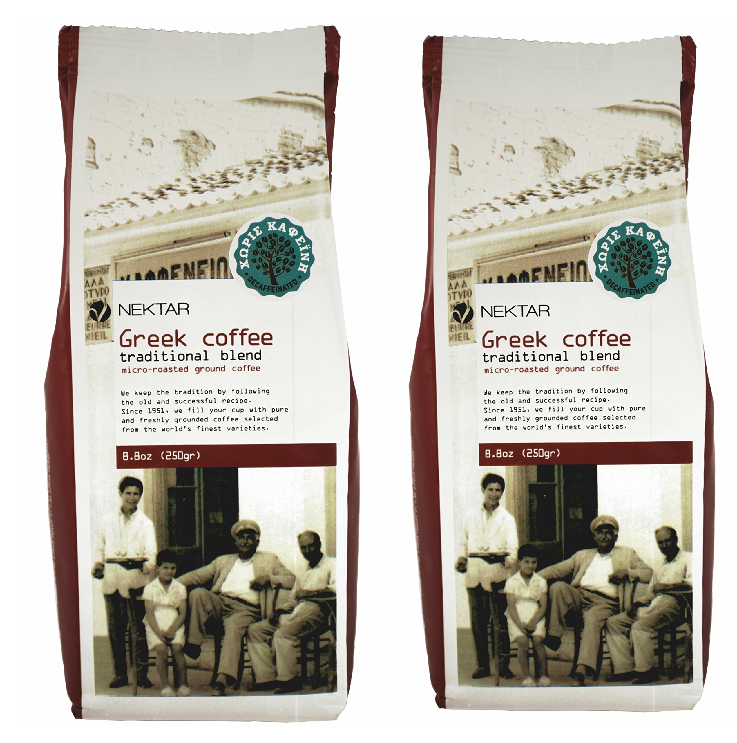 Nektar Decaffeinated Greek Coffee – Traditional Blend Ground Coffee 500g