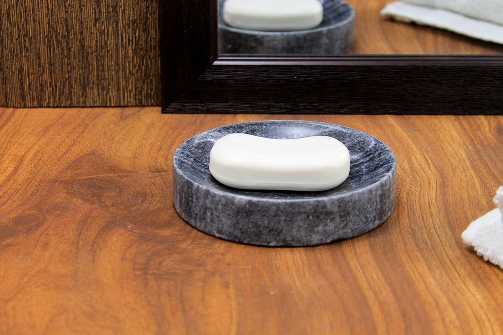 KLEO Natural Marble Stone Soap Dish Soap Holder Bath Accessories For Bathroom, Tub or Wash Basin Accessory Black