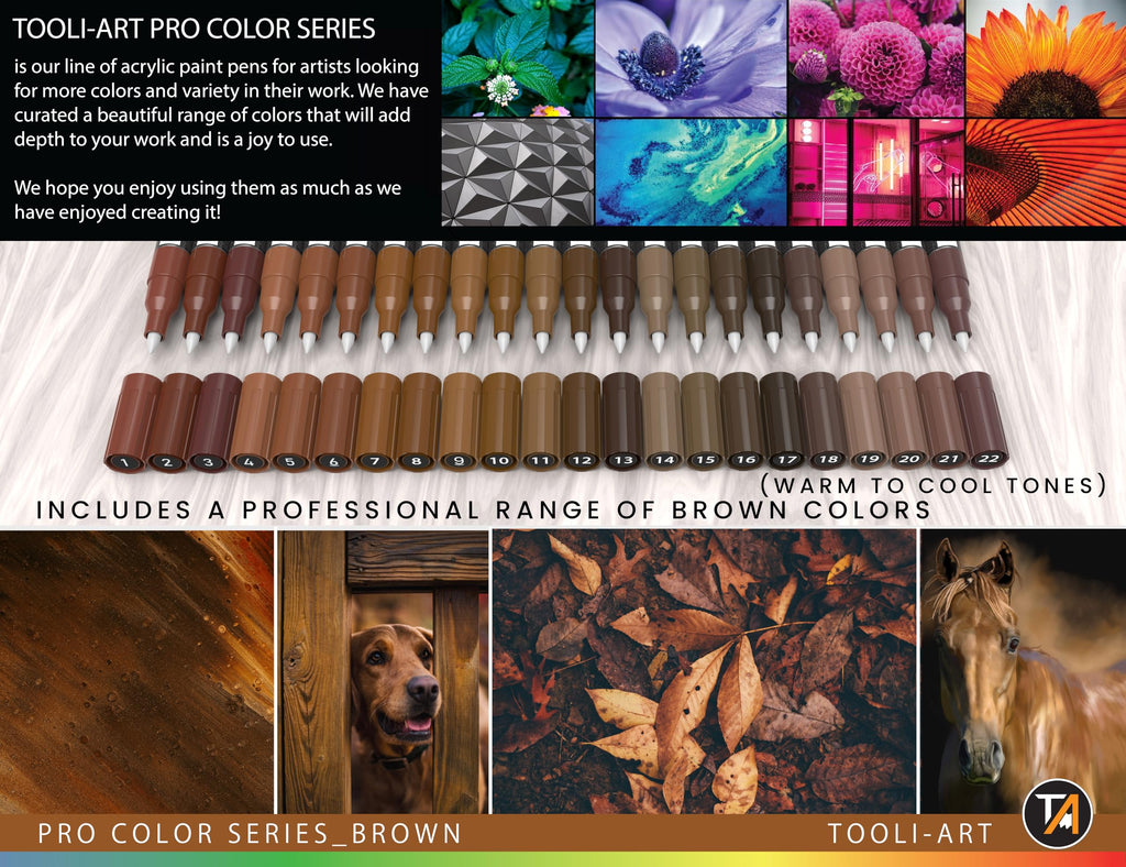22 Brown Acrylic Paint Pens – 0.7mm Extra Fine Tip Markers