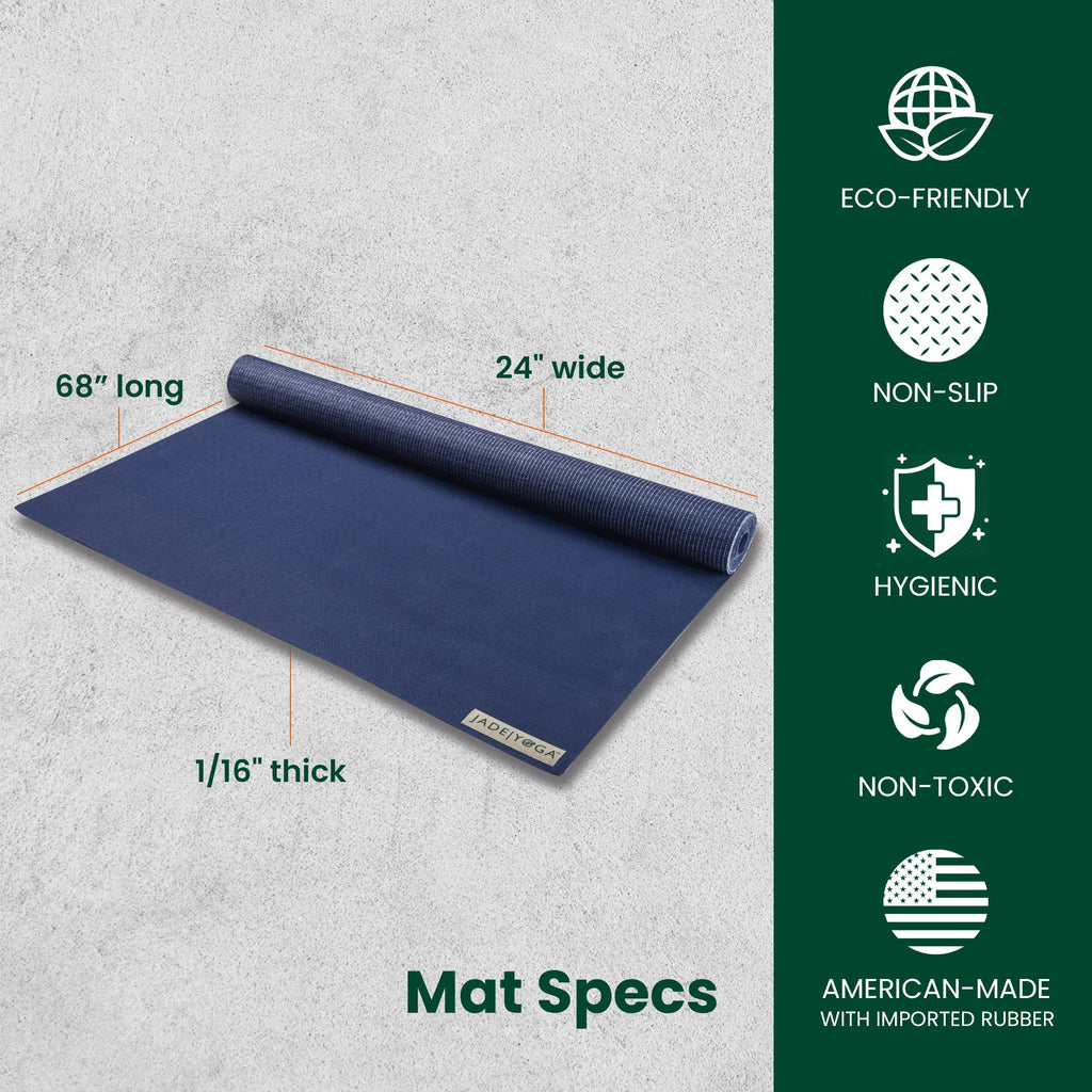 Jade Yoga Voyager Travel Mat – Midnight Blue Natural Rubber 68-Inch