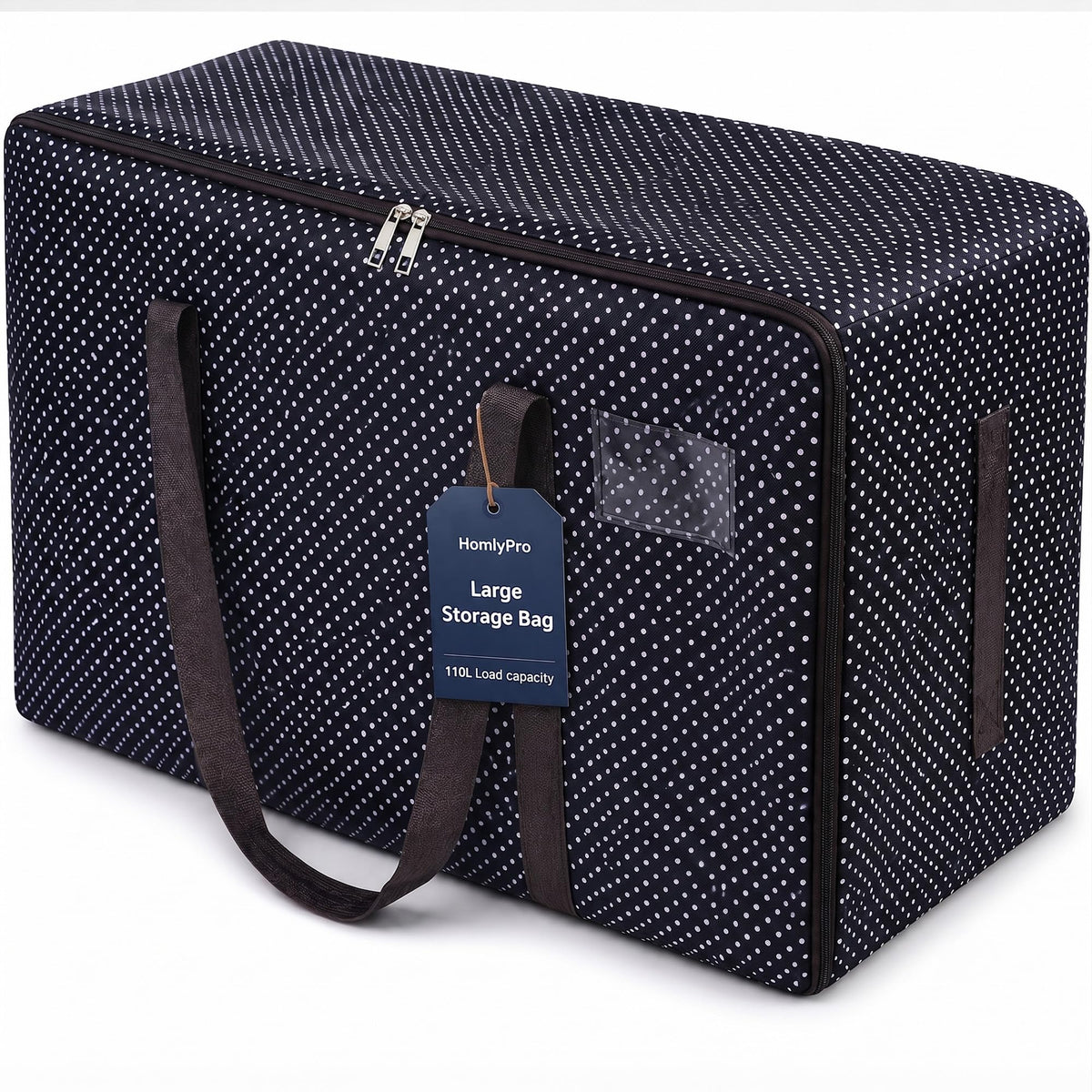 HomlyPro 110L Large Storage Bag, Heavy Duty Waterproof Bag with Zip, Strap & Handle for Moving House Essentials, College Dorm, Christmas Decor - image 1