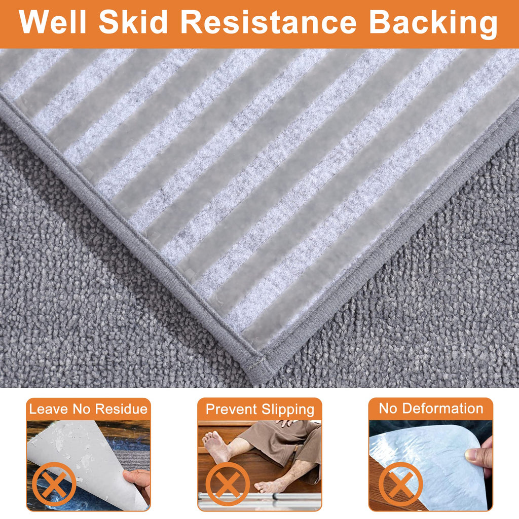 BEQHAUSE Non-Slip Stair Treads - Washable Grey Carpet Runner, 15pcs