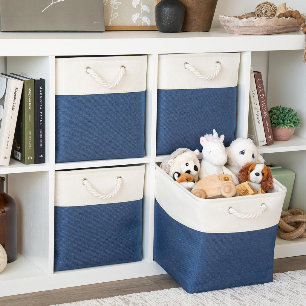 OrganiHaus Fabric Storage Boxes, Set of 3 Foldable 33X33 Cube Organiser Bins with Rope Handles for Shelves, Nursery & Closet - image 3