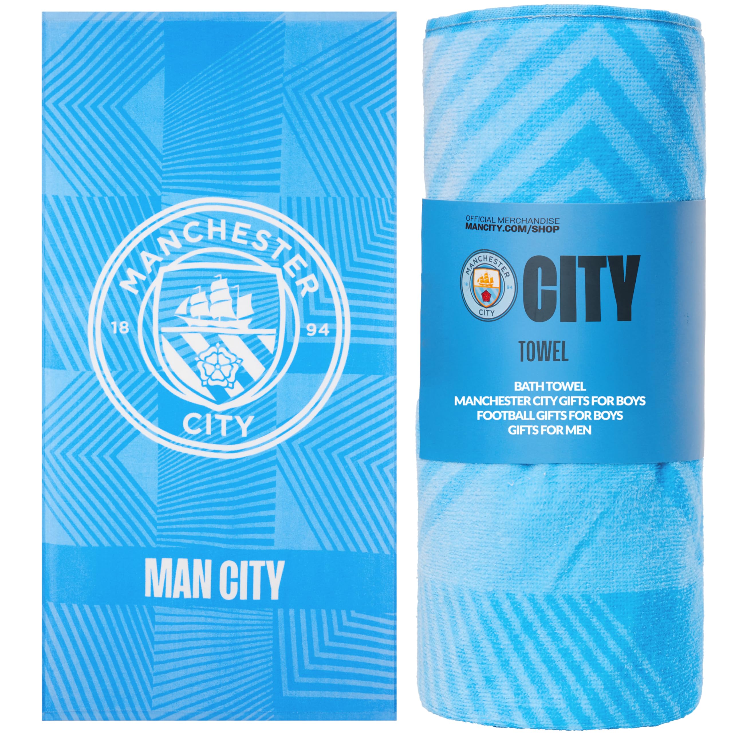 Manchester City F.C. Official Cotton Bath Towel – Quick Dry Football Crest