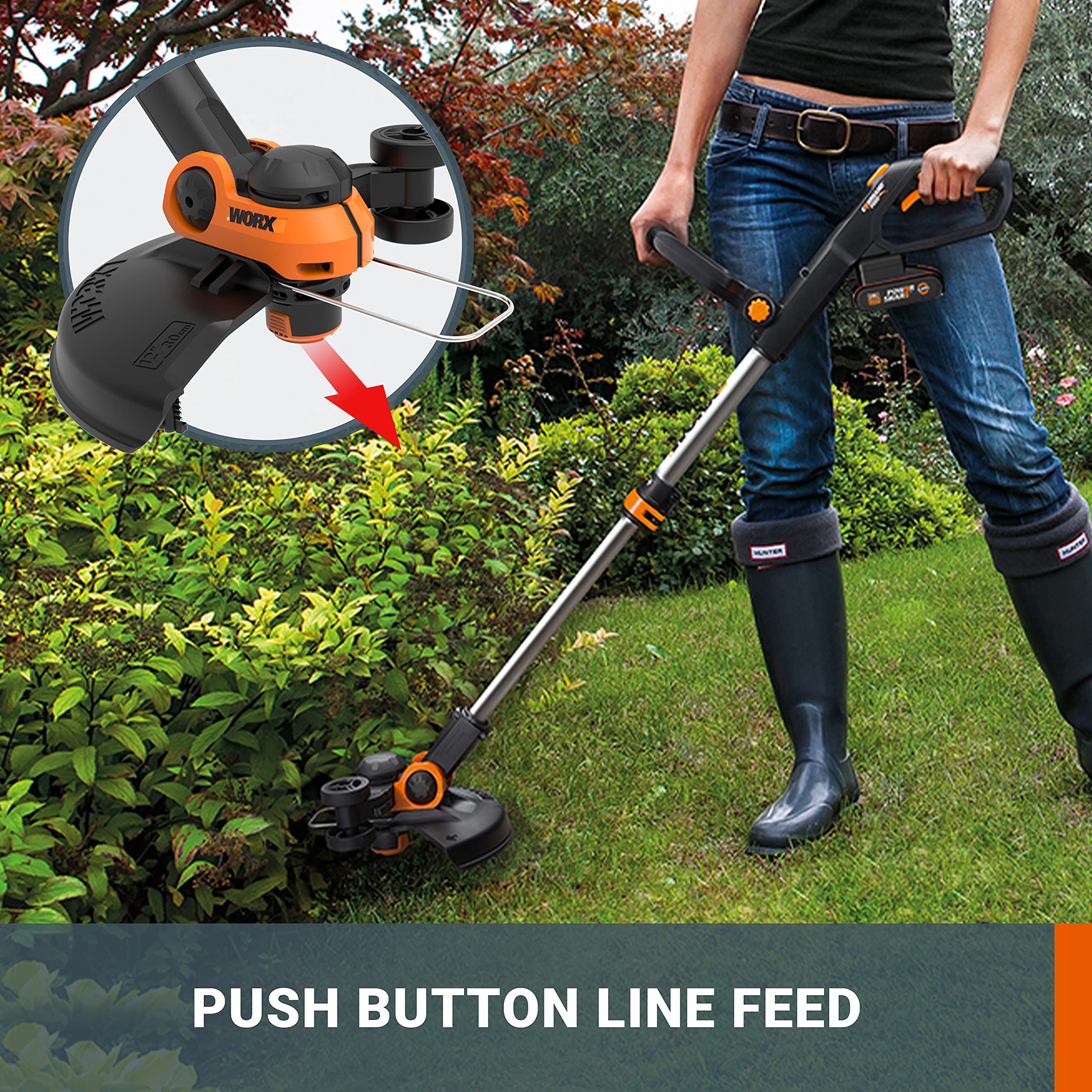 Worx WG163E.9 20V Cordless Line Trimmer & Wheeled Edger – 30cm Tool Only