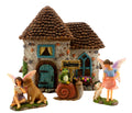 PRETMANNS Fairy Garden House Kit - 4pc Miniature Figurines & Accessories