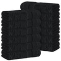 White Classic 12-Piece Cotton Face Flannel Set – Black 33x33cm Washcloths