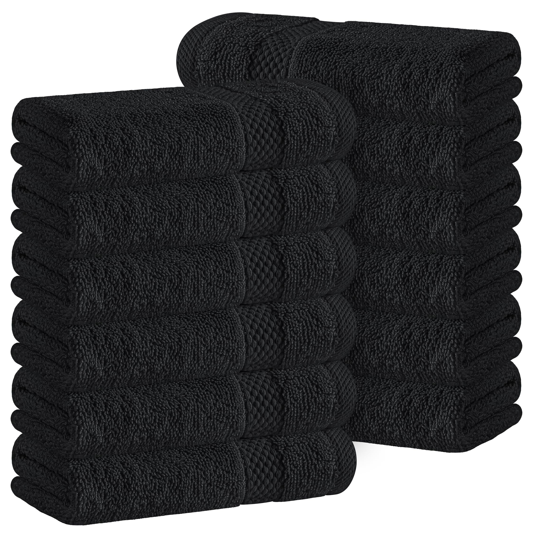 White Classic 12-Piece Cotton Face Flannel Set – Black 33x33cm Washcloths