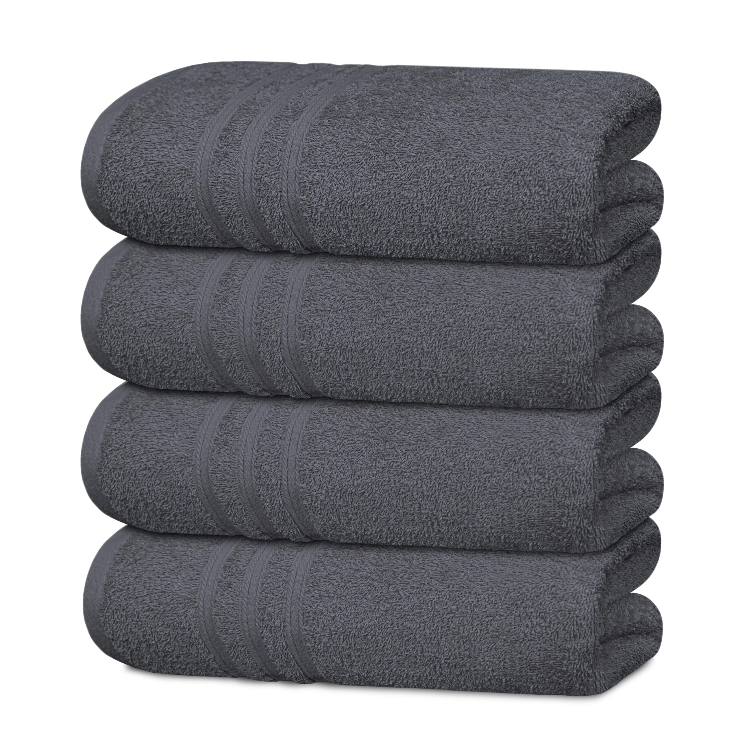 Tens Towels 4-Piece Dark Grey Bath Towel Set | 100% Cotton Quick Dry