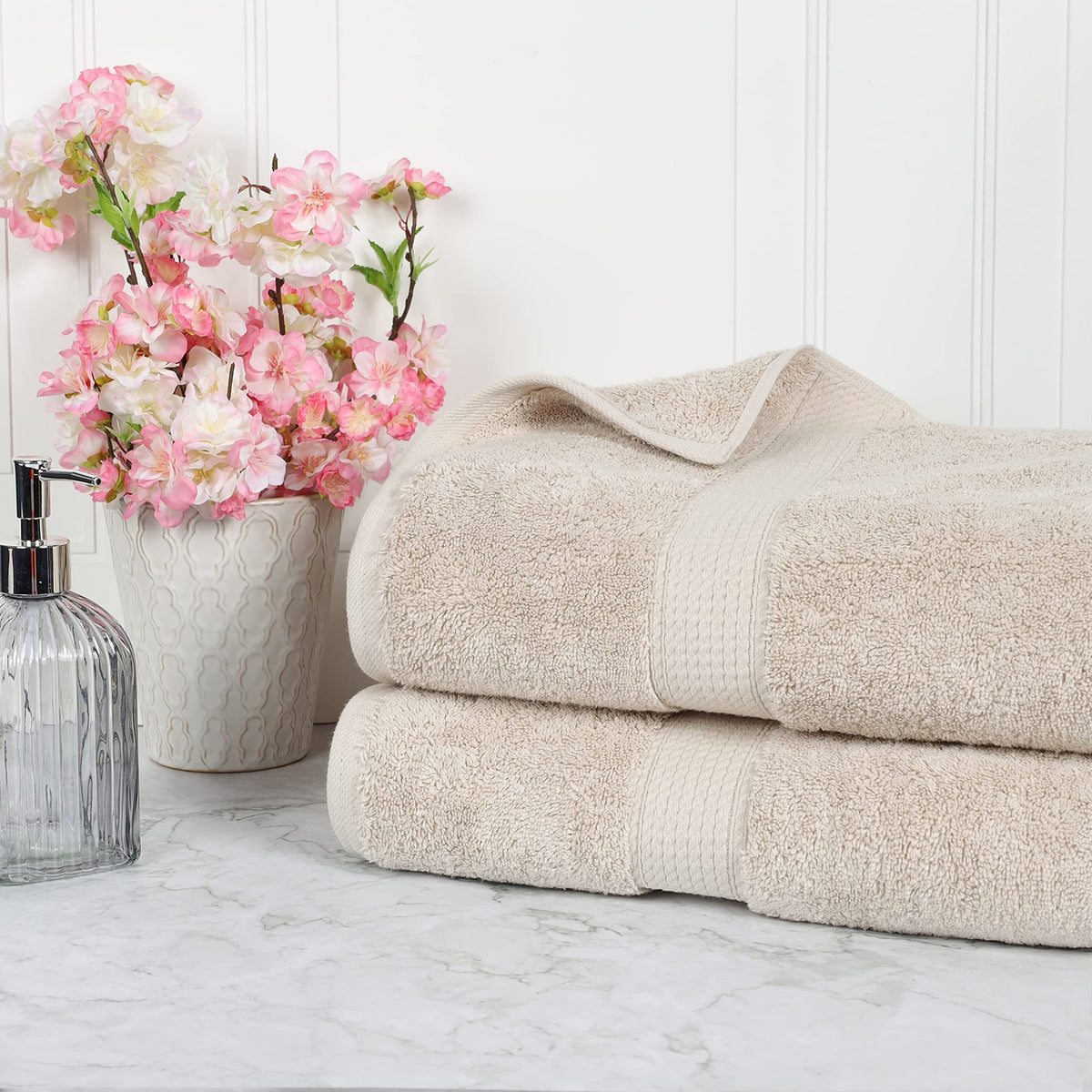 Superior Egyptian Cotton 2-Piece Solid Bath Sheet Set, Bath Sheet 34” x 68”, 800 GSM, 2-Pieces, Stone - image 3
