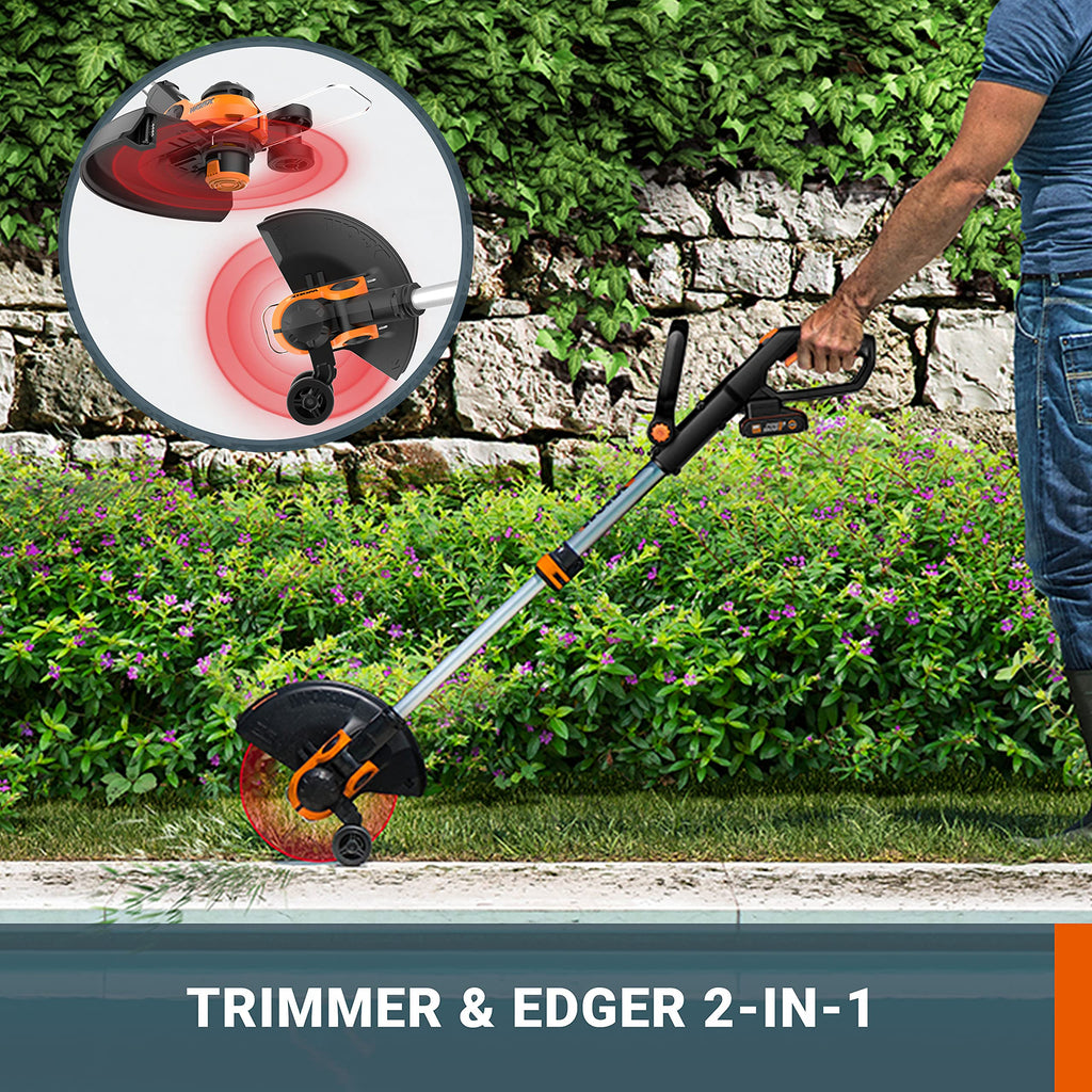 Worx WG163E.9 20V Cordless Line Trimmer & Wheeled Edger – 30cm Tool Only