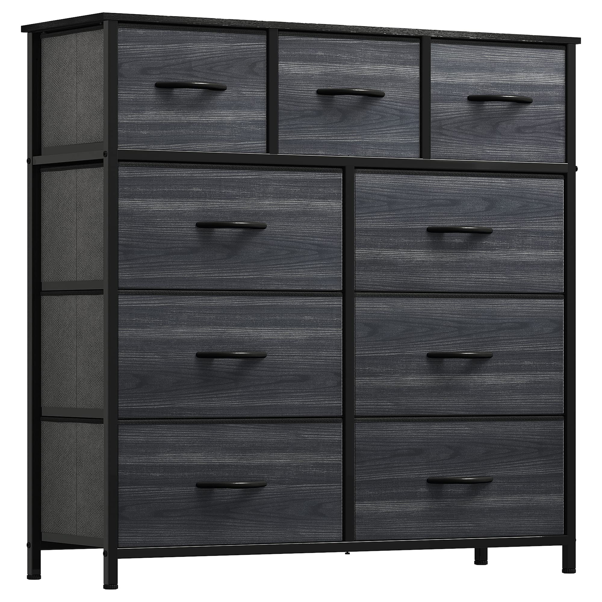 YITAHOME 9-Drawer Fabric Dresser | Metal Frame Storage Chest – Black