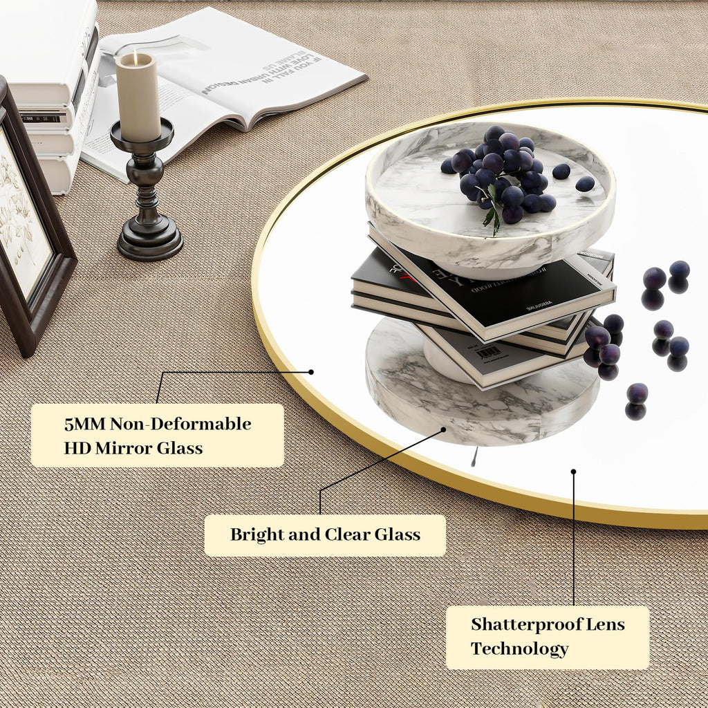 Koonmi 50cm Gold Round Mirror | Aluminum Alloy Frame Wall Mirror