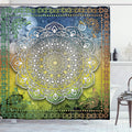 ABAKUHAUS Mystic Mandala Fabric Shower Curtain – Boho Ethnic Decor, 70x69"