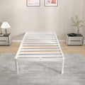 KVLKBV Single Metal Bed Frame 90x190cm | White with Underbed Storage