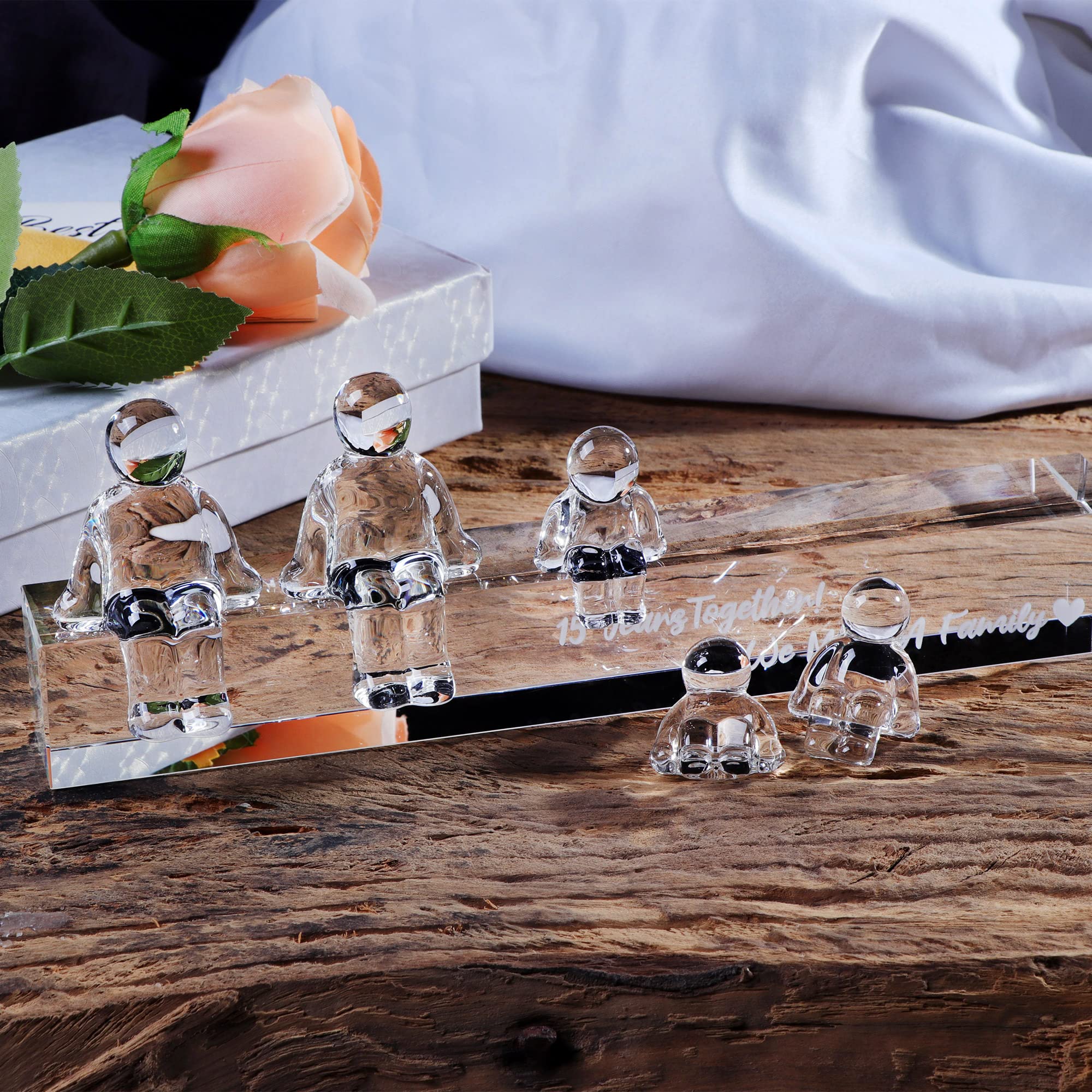 Movdyka 15th Anniversary Crystal Family Keepsake | 15 Years Together Gift