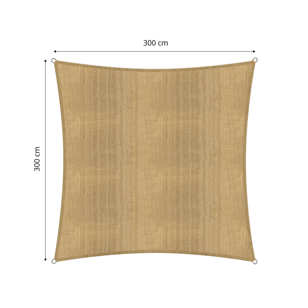Lumaland Sun Shade Sail 3x3m Square | HDPE Weatherproof UV Protection