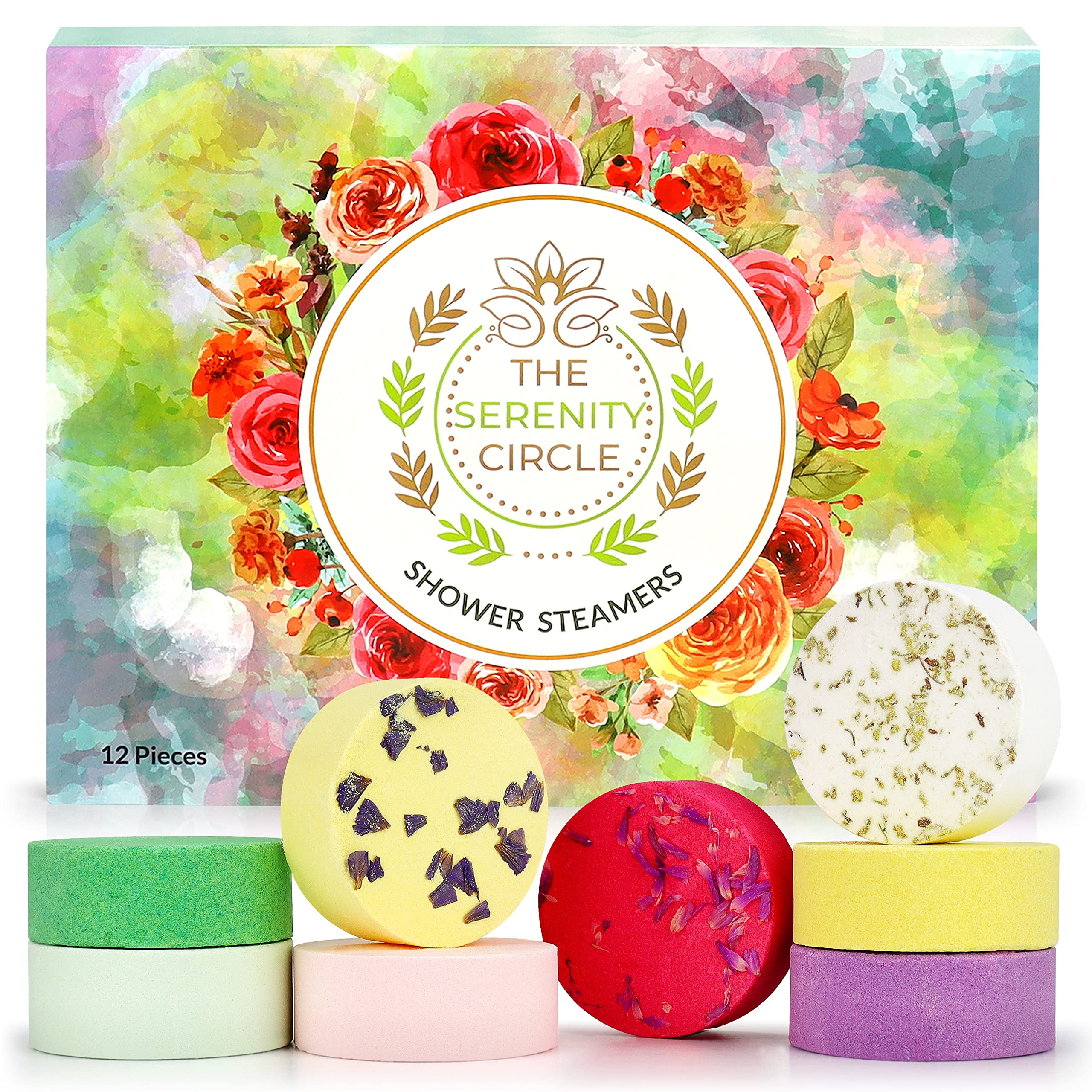 Serenity Circle Aromatherapy Shower Steamers - 12 Piece Spa Gift Set