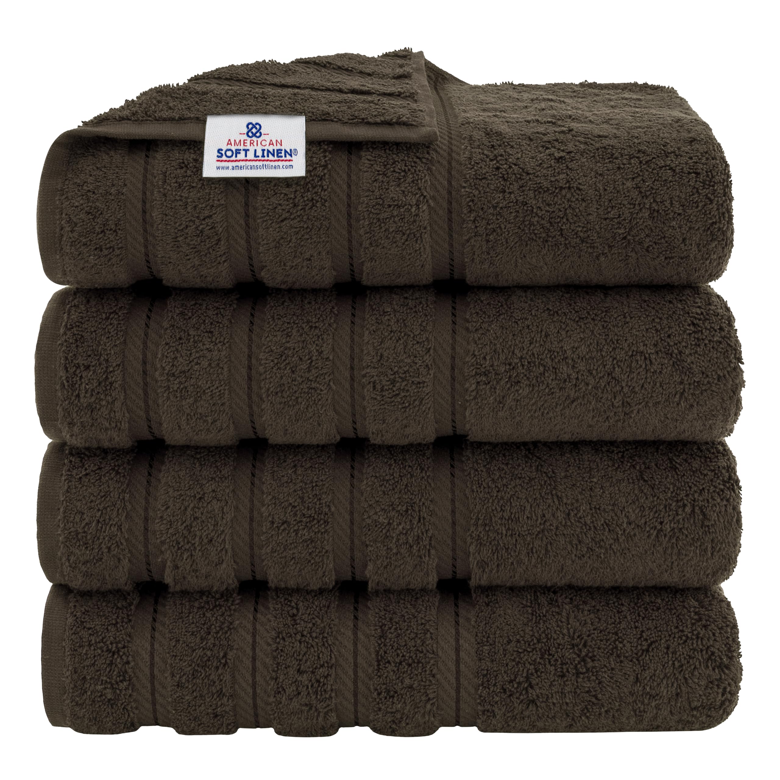 American Soft Linen 4 Piece Turkish Cotton Bath Towel Set - Brown
