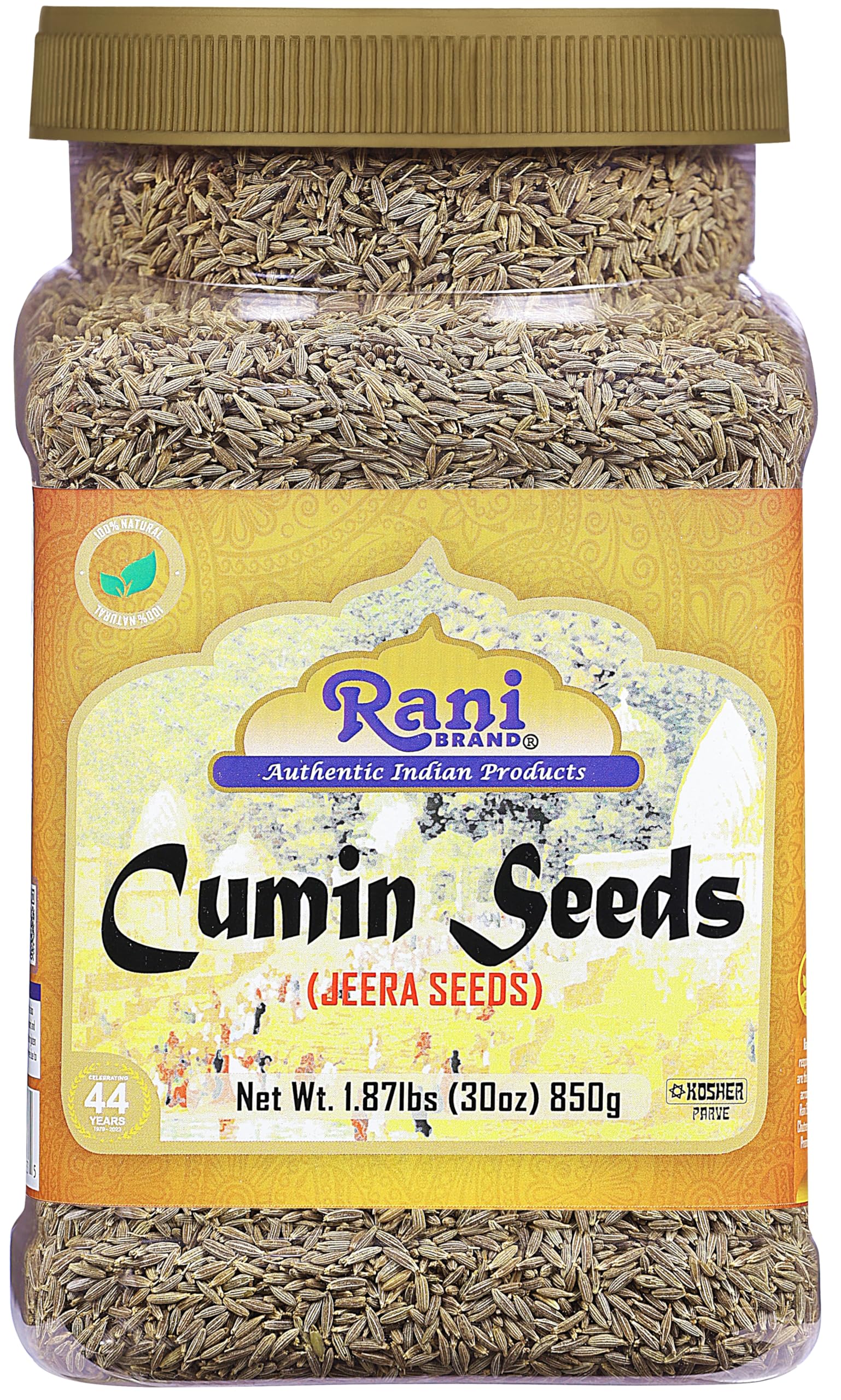 Rani Whole Cumin Seeds (Jeera) - 30oz PET Jar | All Natural Indian Spice