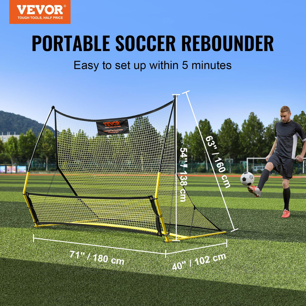 VEVOR 2-in-1 Soccer Rebounder Net | 72x51 Iron Football Practice Goal