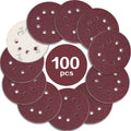 STEBRUAM 5 Inch 8 Hole Sanding Discs - 40 Grit Hook and Loop (100 Pack)