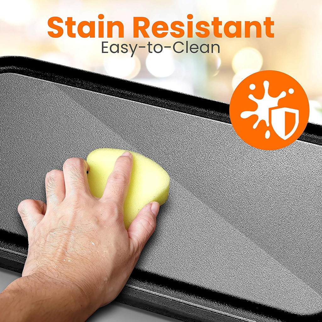 Nutrichef Reversible Cast Iron Griddle Pan – Non-Stick Flat & Ridged Grill