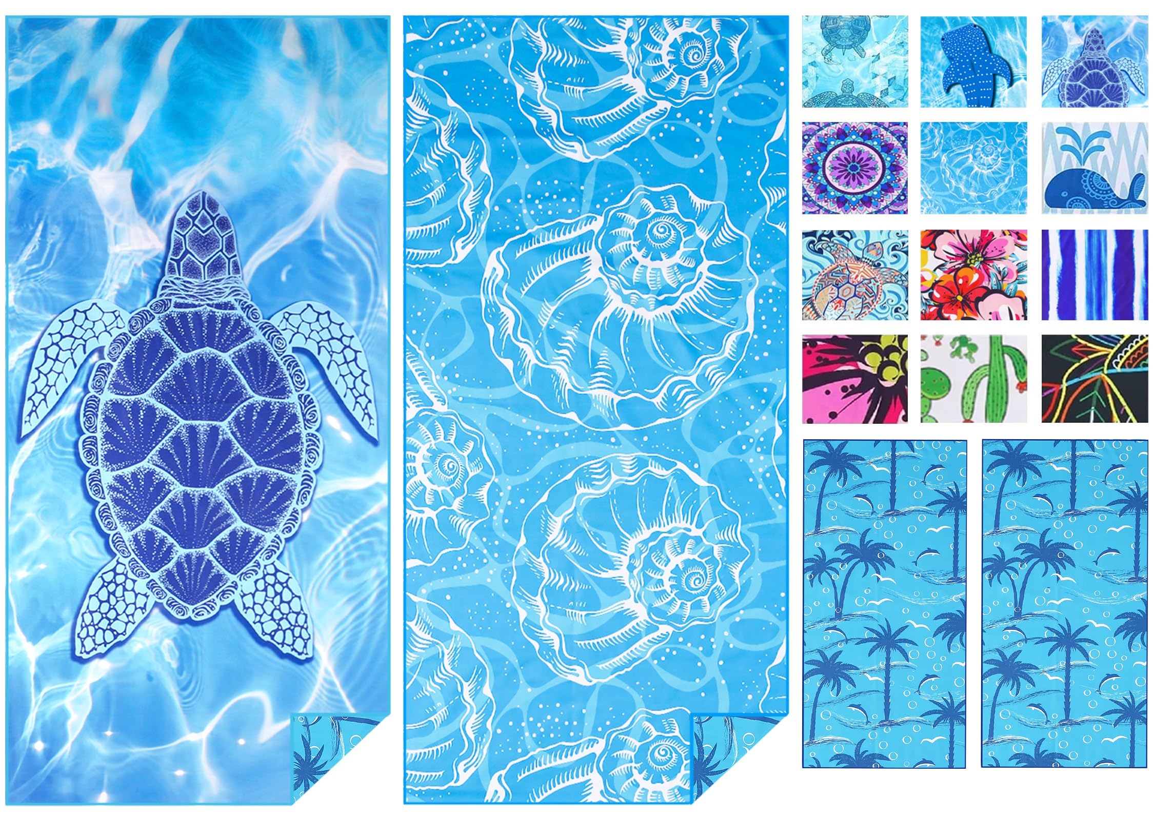 Haleey 2-Pack Microfiber Beach Towels | Oversized 180x80cm Sand Free Quick Dry
