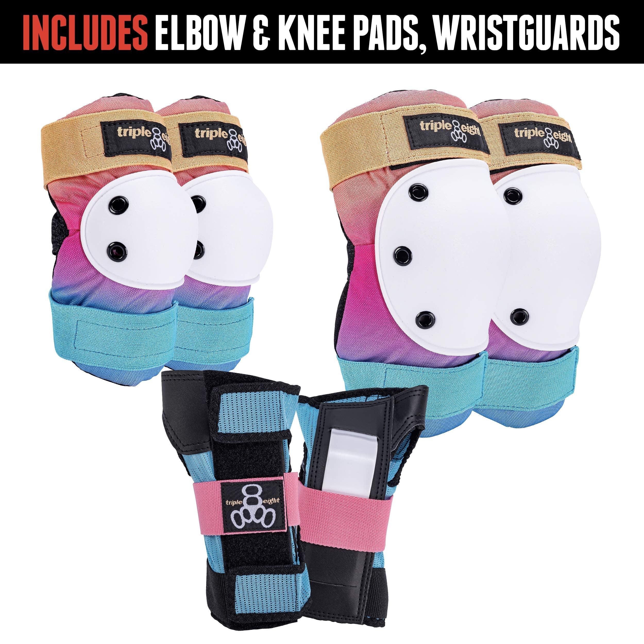 Triple 8 Saver Series 3-Pack Pad Set | Knee, Elbow & Wrist - Sunset