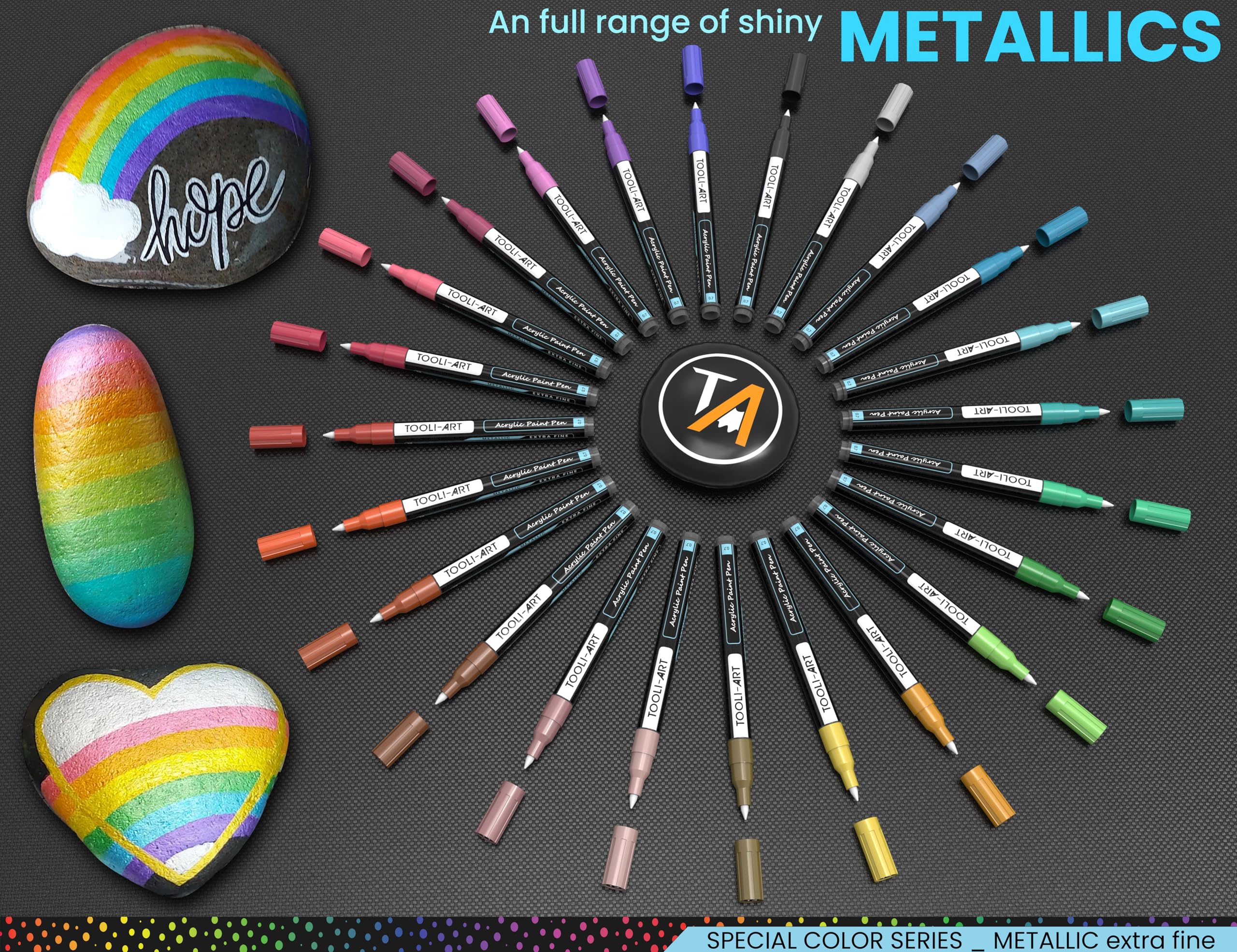 Jolof Store 24 Metallic Acrylic Paint Markers | 0.7mm Extra Fine Tip