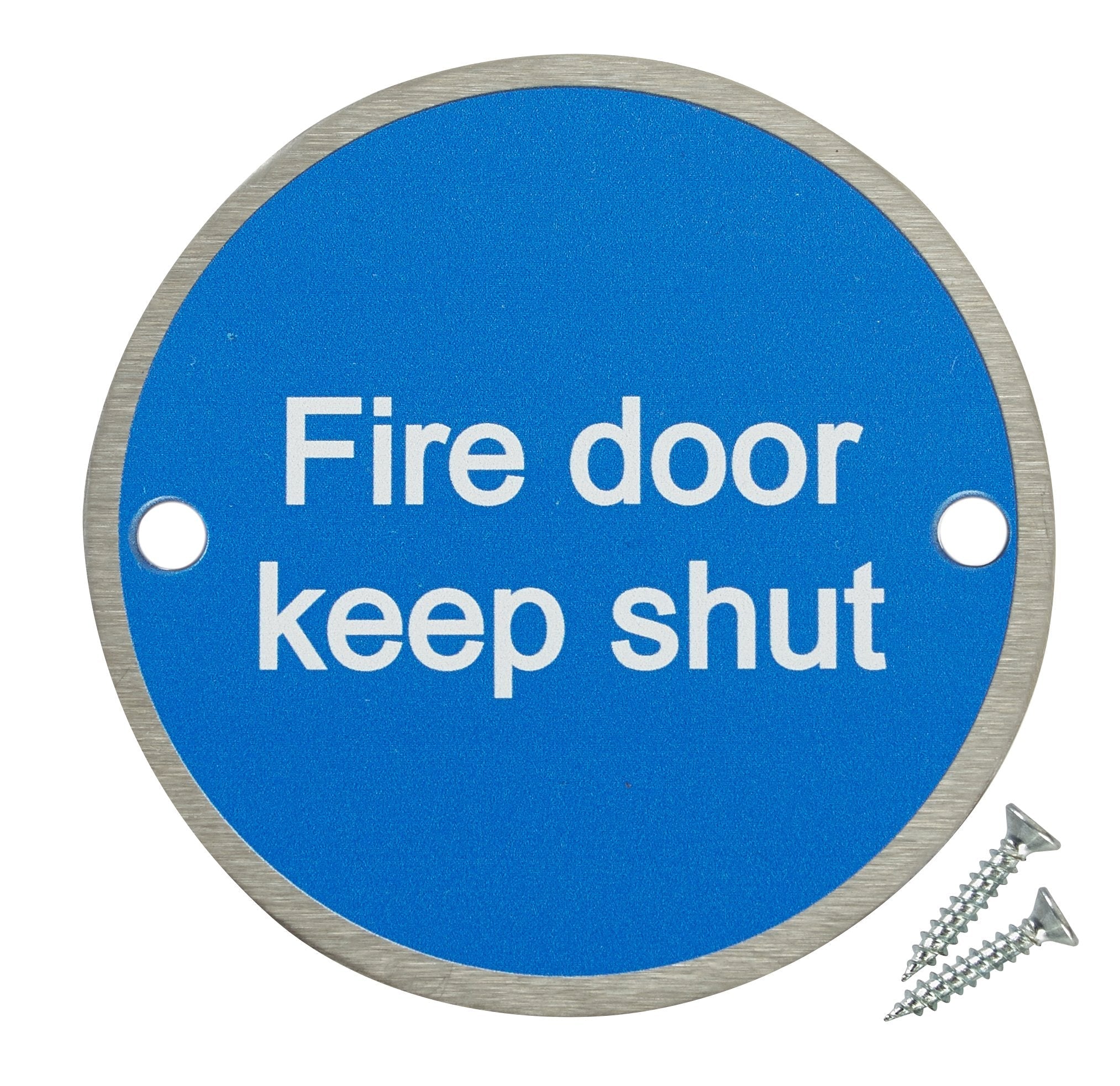Fire Door Guru Pack of 20 Stainless Steel Fire Door Keep Shut Signs – 76mm