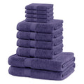 DecoKing 10-Piece Cotton Towel Set | 525 g/m² Absorbent Purple Marina